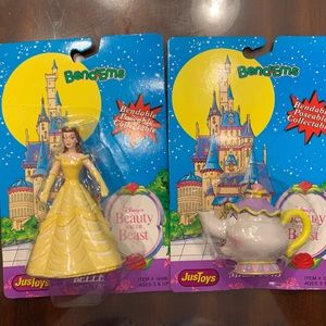Set of 2 Beauty & The Beast Bend-Ems Belle and Mrs. Potts JusToys Disney 1992